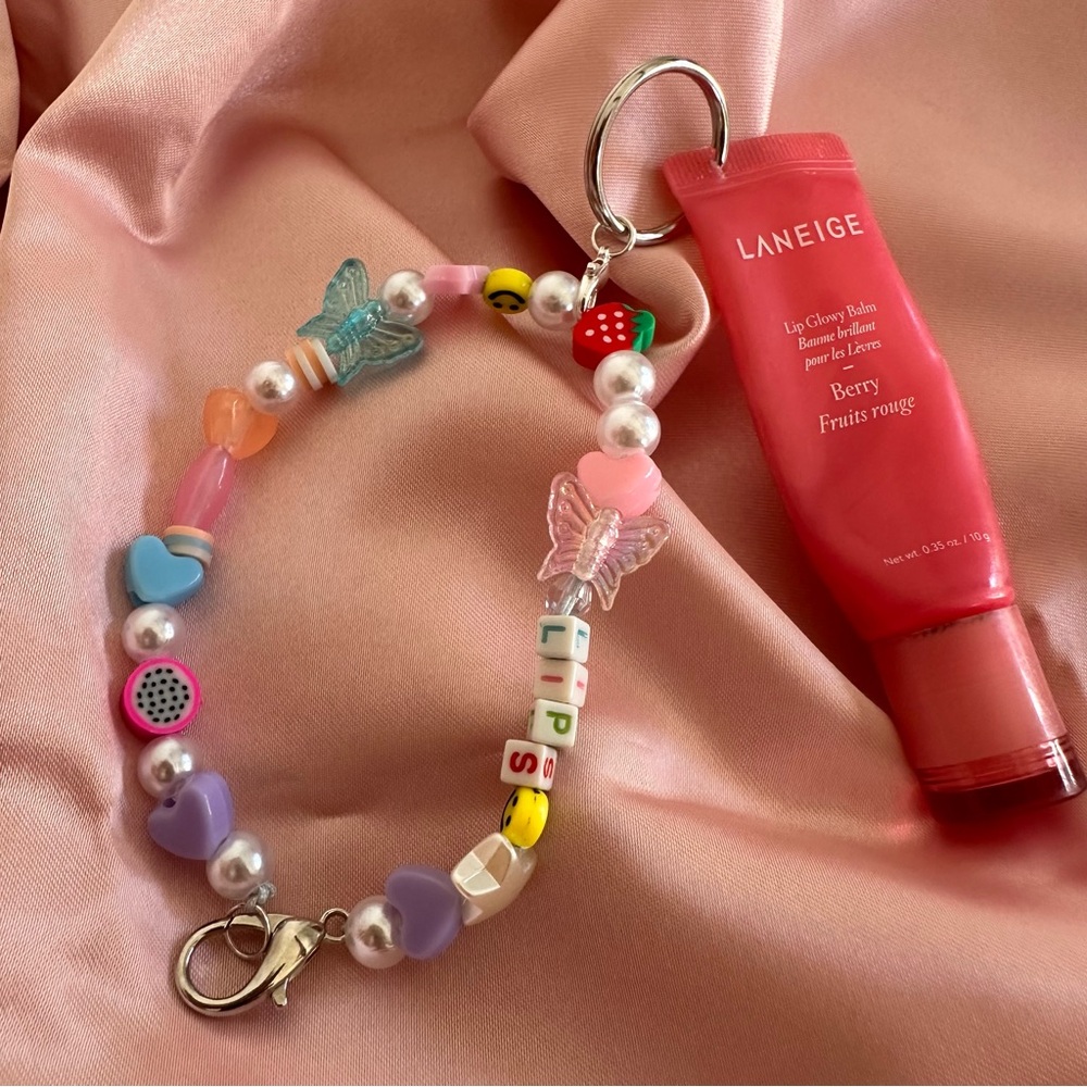 Lipgloss charm, Charm lip balm,Lipstick holder, gloss personalized name bracelet